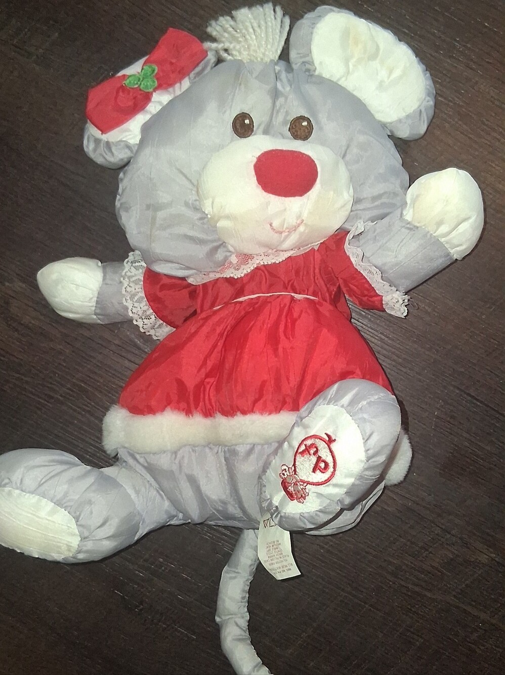vintage 1988 Fisher-Price Puffalump Christmas mouse,